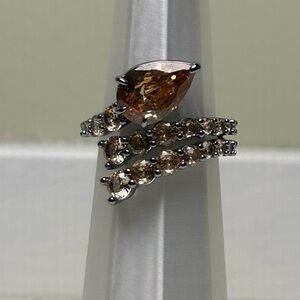 OG Smokey topaz wrapped ring on hematite.  Size 7.